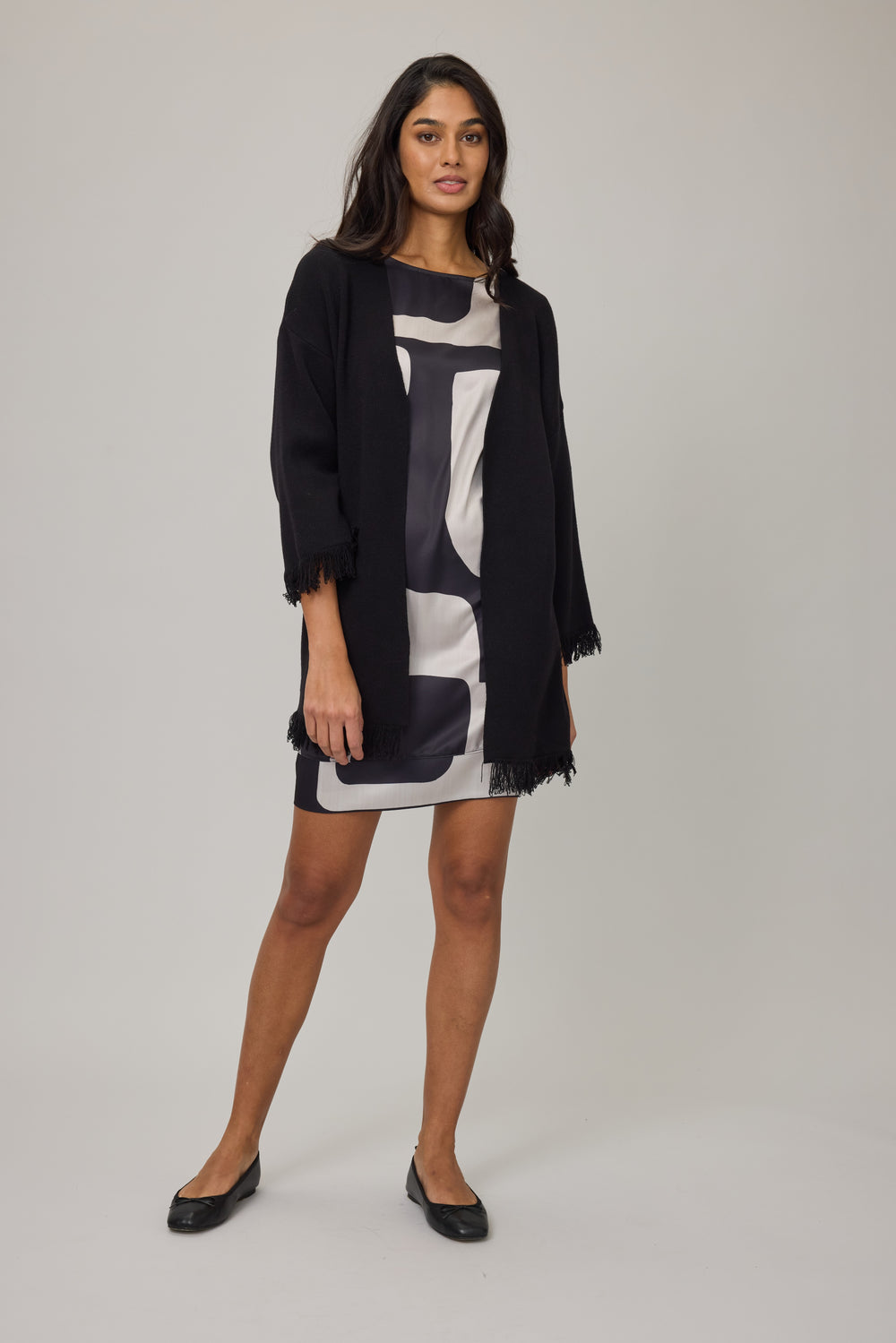 Satin Dress in Abstract Mosaic Print