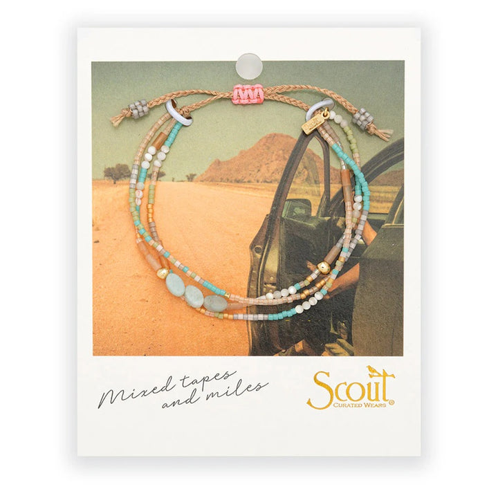 AMAZONITE MIXED MEDIA BRACELET - Courage (gold)