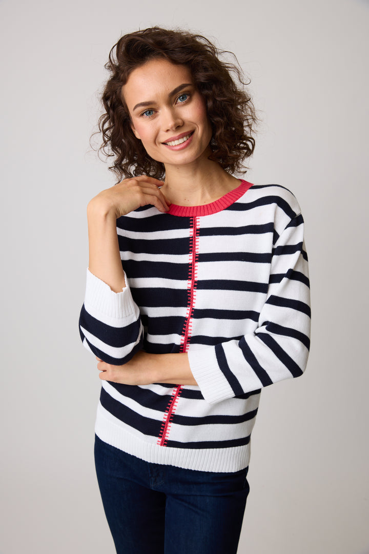 ADELINE STRIPE - navy or lemongrass
