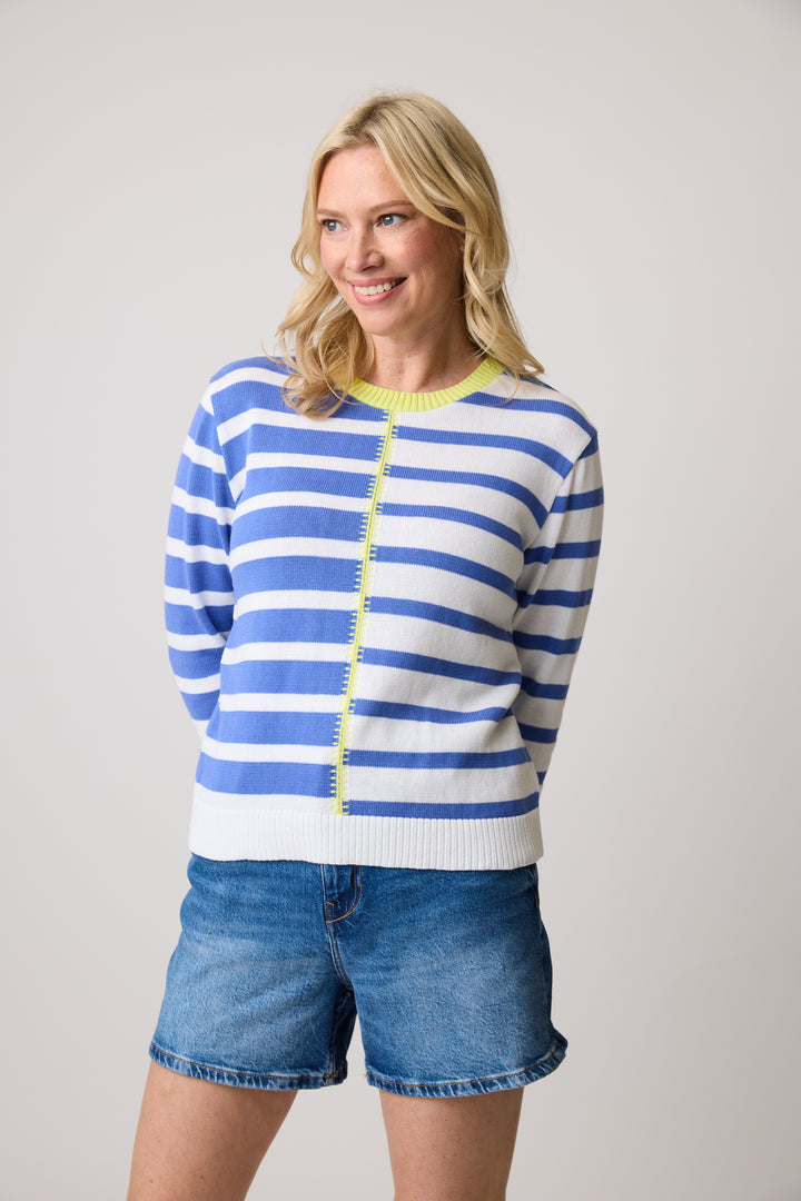 ADELINE STRIPE - navy or lemongrass