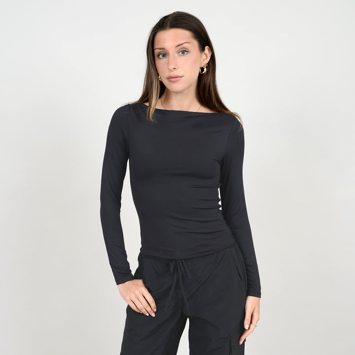 BOA BOAT NECKLINE TOP - white or black