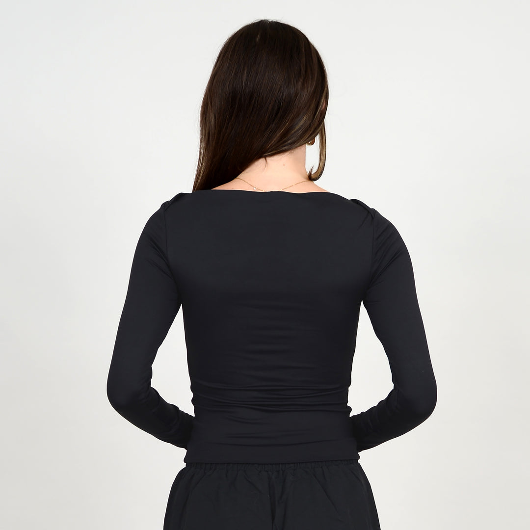 BOA BOAT NECKLINE TOP - white or black