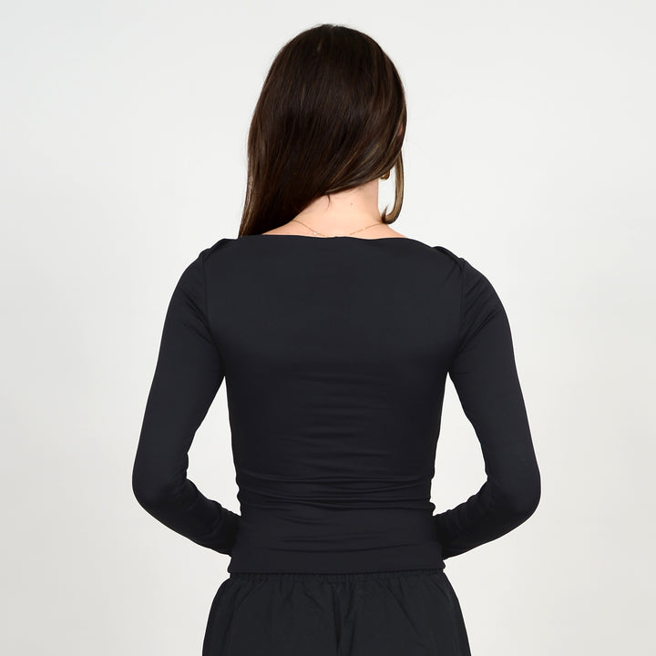 BOA BOAT NECKLINE TOP - white or black