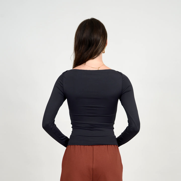 BOA BOAT NECKLINE TOP - white or black