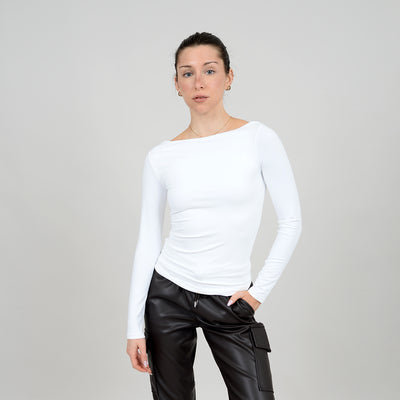 BOA BOAT NECKLINE TOP - white or black