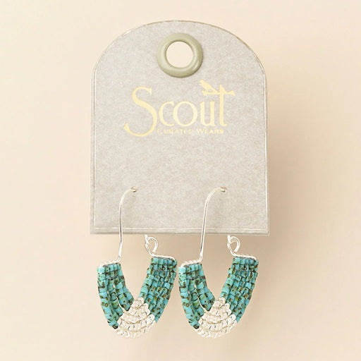 MIYUKI U-HOOP EARRINGS  - Speckled Turquoise/Silver