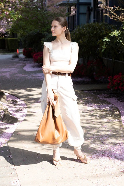 KNOT LEATHER TOTE - tan