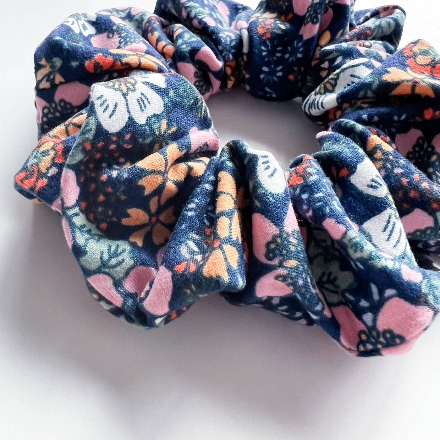 BONNIE FLORAL SCRUNCHIE- blue, green or navy