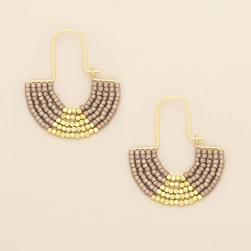 MIYUKI U-HOOP EARRINGS  - Pewter/Gold