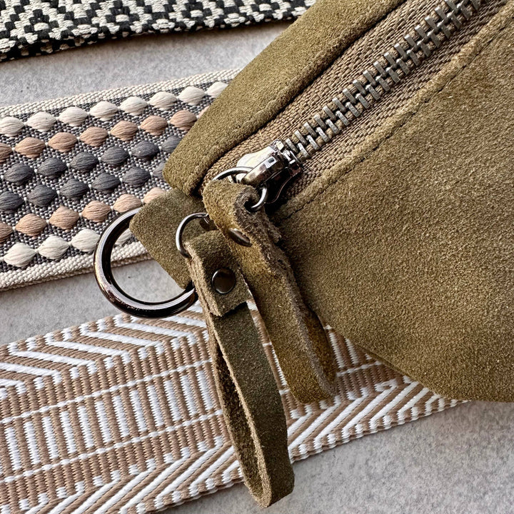 MILLY SUEDE CROSSBODY - olive