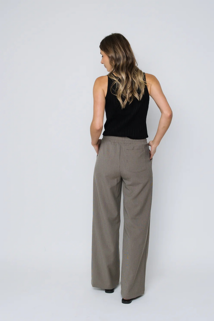 CHLOE WIDE LEG PANT - black, houndstooth or olive