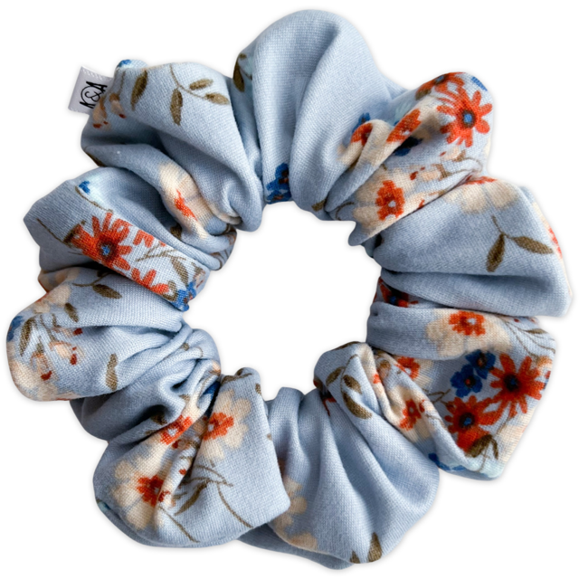 BONNIE FLORAL SCRUNCHIE- blue, green or navy