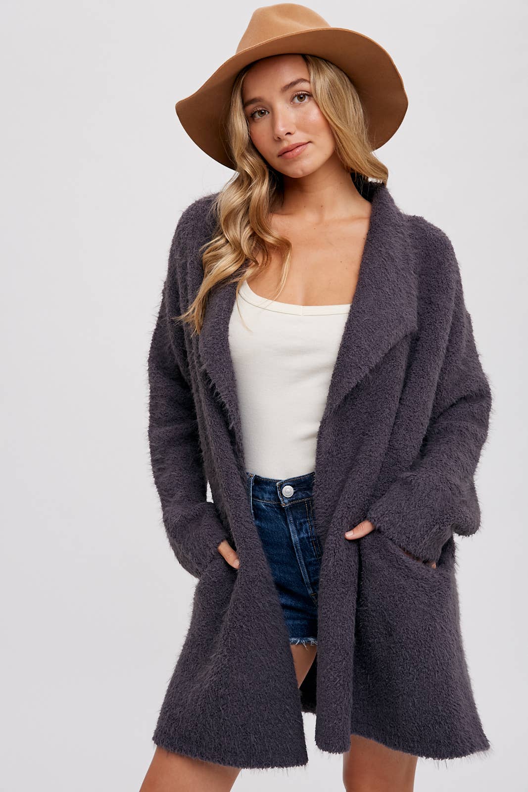 HUSH OVERSIZED CARDIGAN  - ash