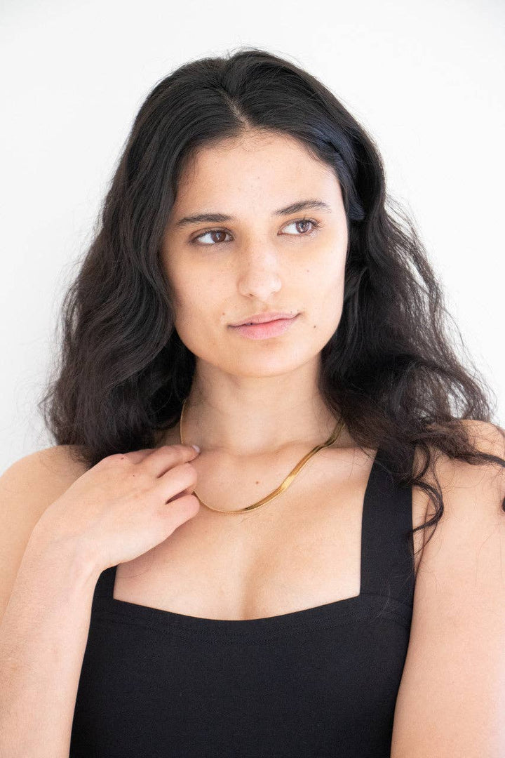 LEIGH FLAT LINK NECKLACE -classic gold, rose gold or silver