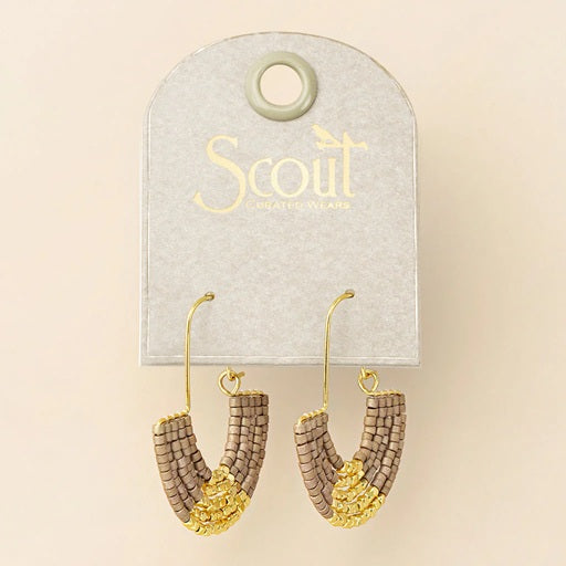 MIYUKI U-HOOP EARRINGS  - Pewter/Gold
