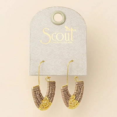 MIYUKI U-HOOP EARRINGS  - Pewter/Gold