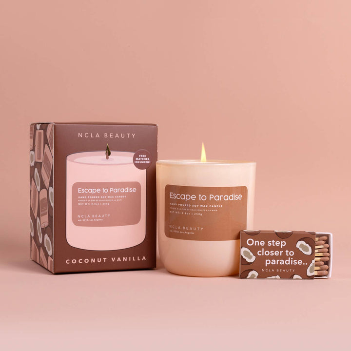 ESCAPE TO PARADISE SOY CANDLE -(Coconut Vanilla)