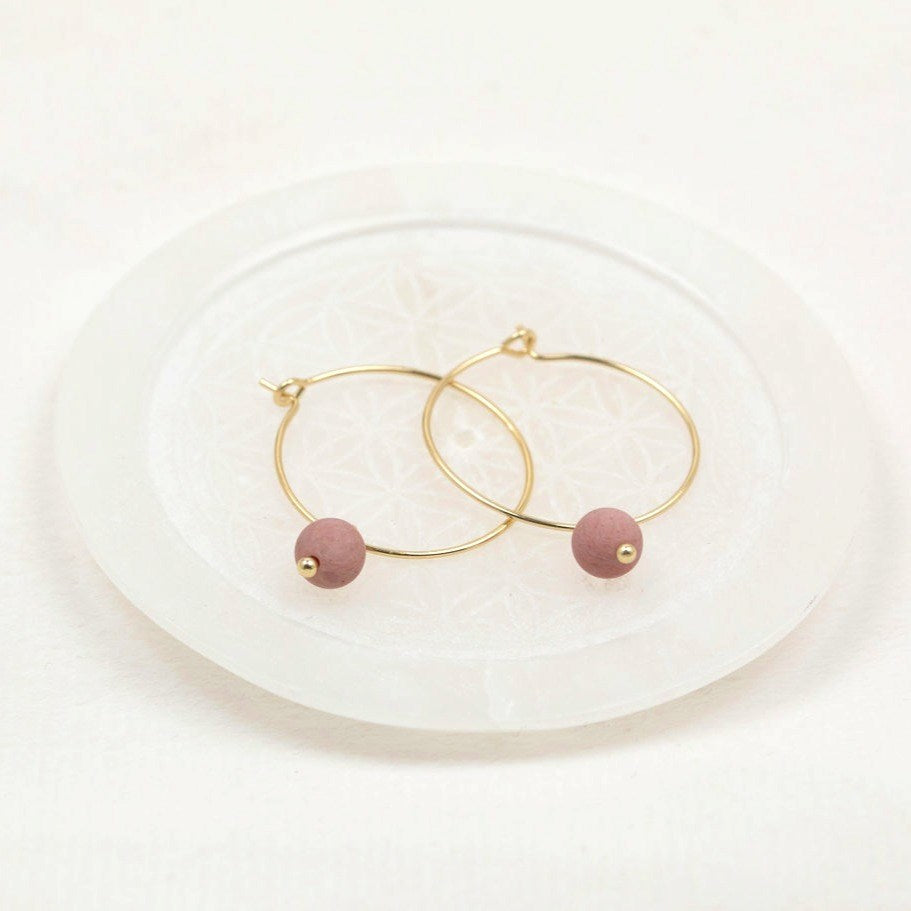 BELLAMY HOOPS -pink rhodonite