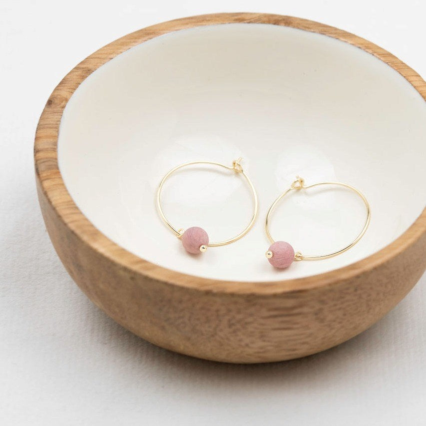 BELLAMY HOOPS -pink rhodonite