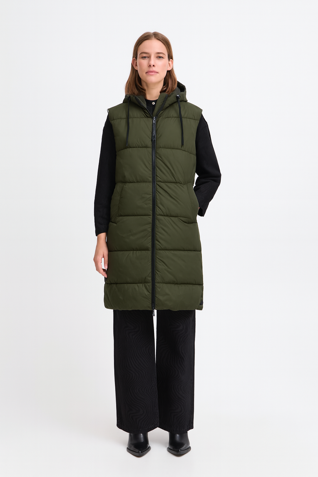 MINAX LONG VEST - grape leaf