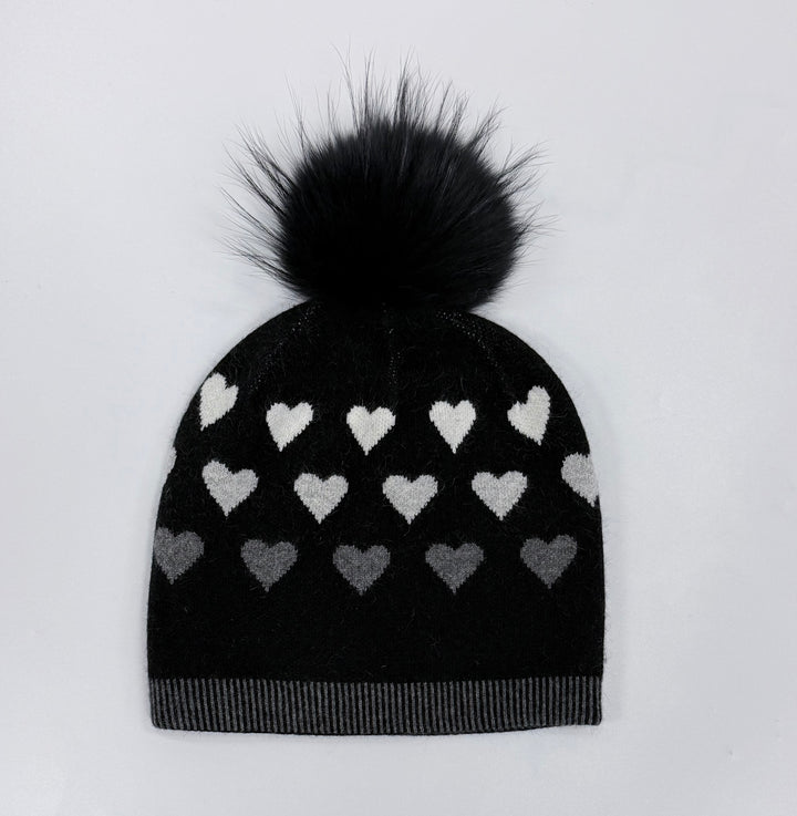 LAUREN HEART TOQUE- grey mocha or black grey