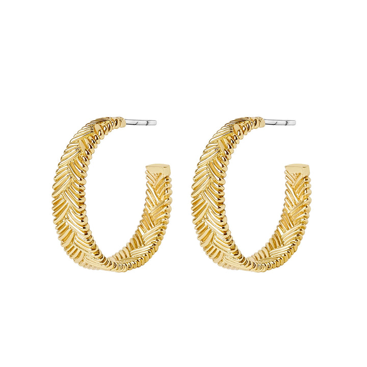 WOVEN C-HOOP EARRINGS - gold or silver