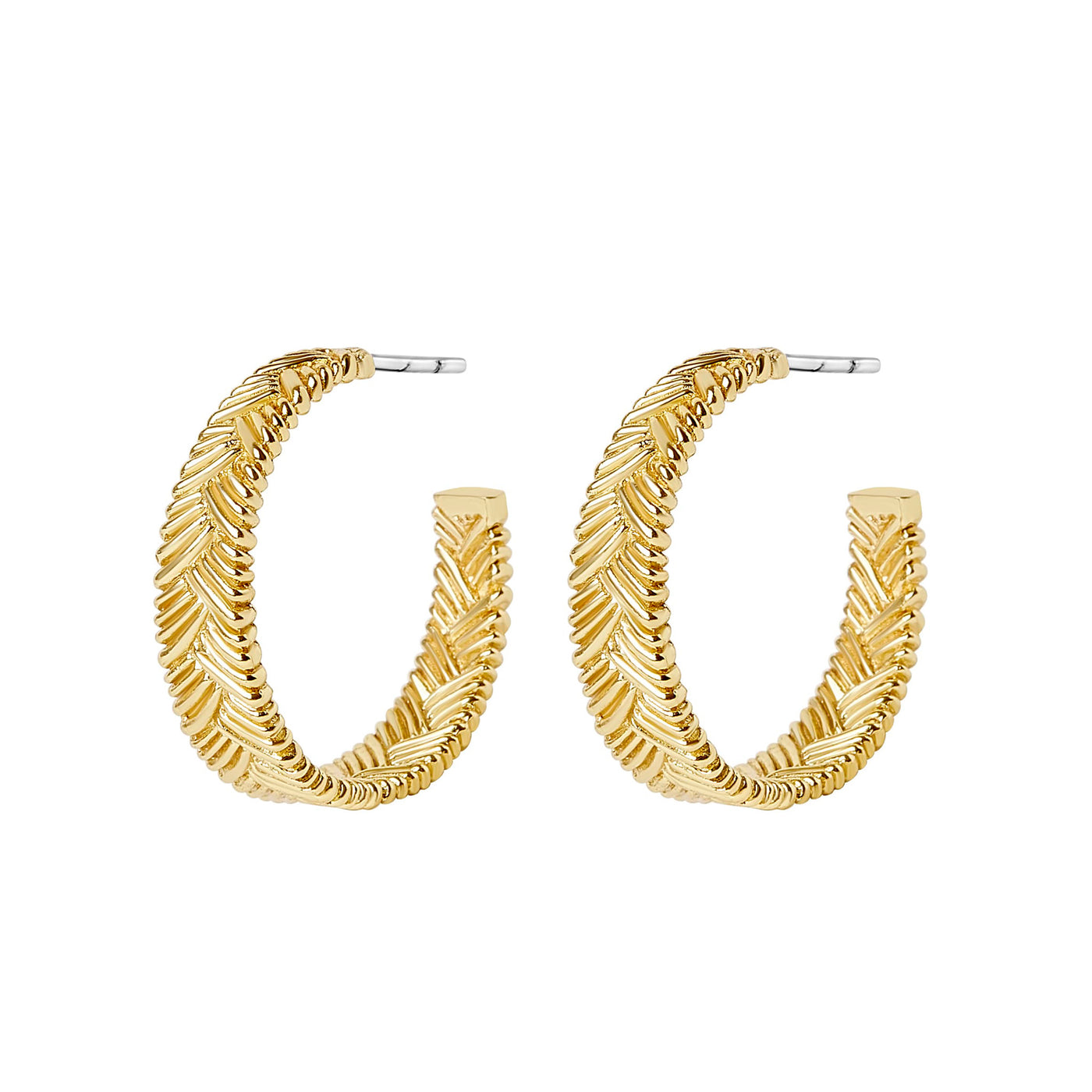 WOVEN C-HOOP EARRINGS - gold or silver