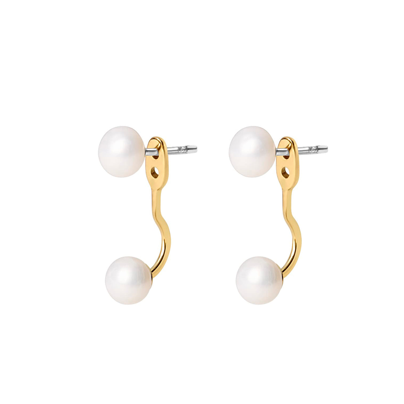 PEARL EAR JACKET EARRINGS - gold or silver