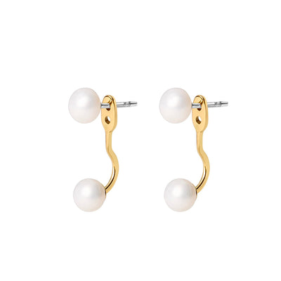 PEARL EAR JACKET EARRINGS - gold or silver