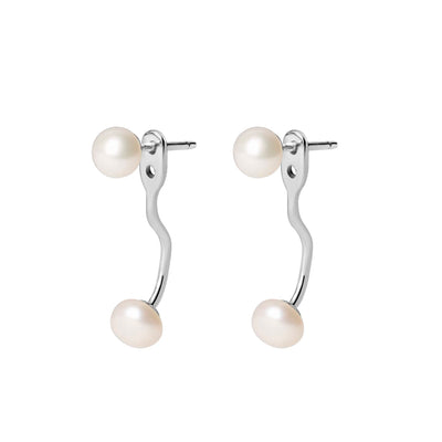 PEARL EAR JACKET EARRINGS - gold or silver