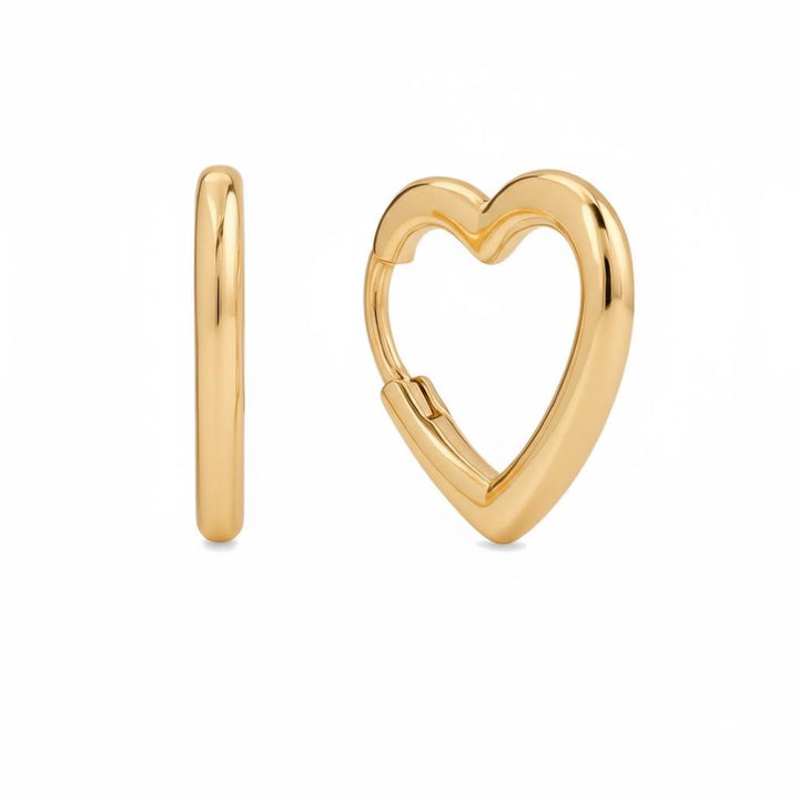 HEART HUGGIE EARRINGS - silver or gold