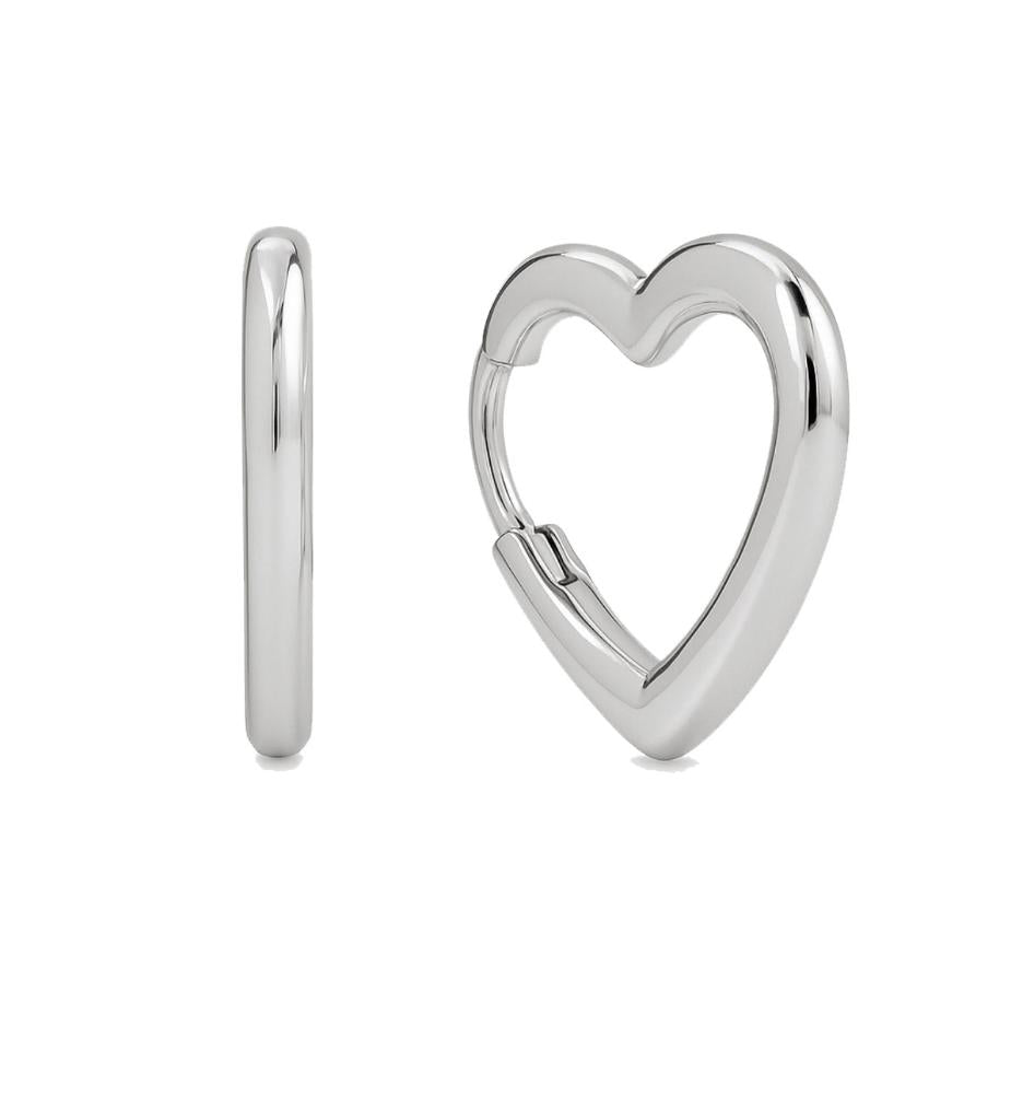 HEART HUGGIE EARRINGS - silver or gold