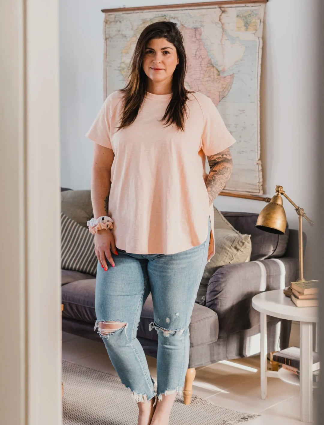 EAST END TEE - black, mauve, clay, stone or   tawny