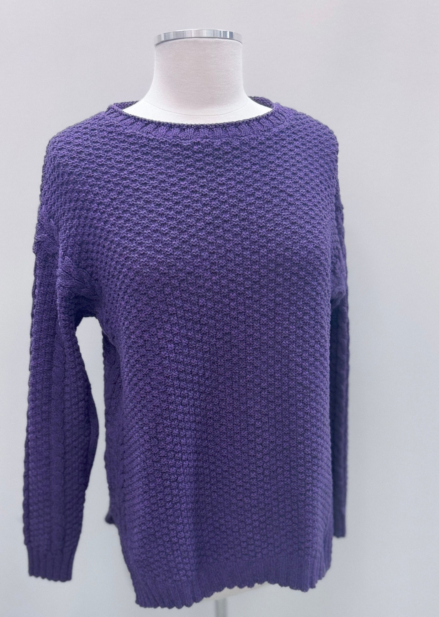 BRECKEN CREW SWEATER- burgundy mix or purple tweed