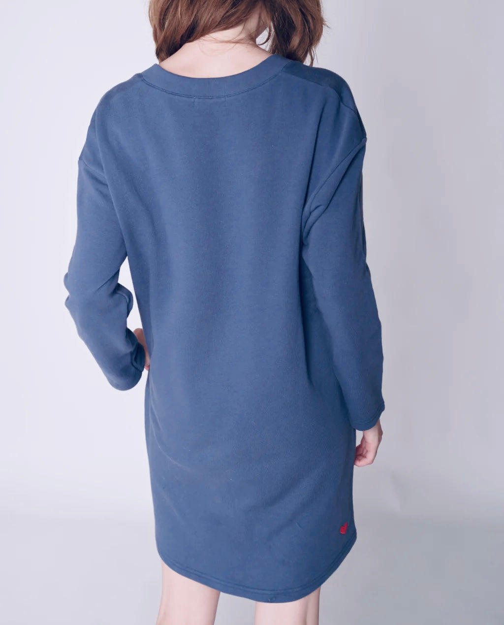 JESSA V-NECK TUNIC SWEATER- grey mix, crown blue or grey ridge