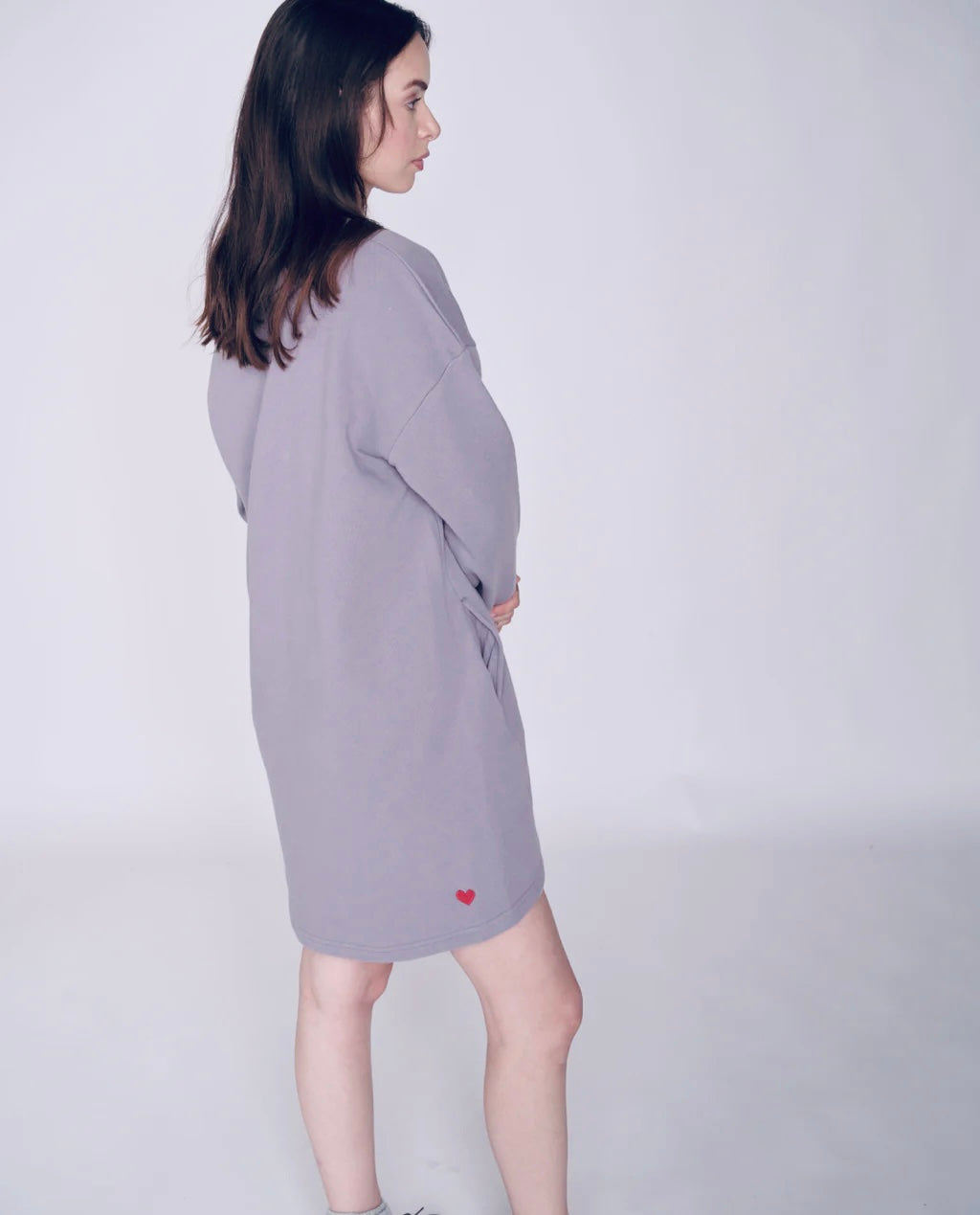 JESSA V-NECK TUNIC SWEATER- grey mix, crown blue or grey ridge