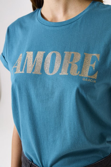 AMORE TEE -blue lagoon or anthracite