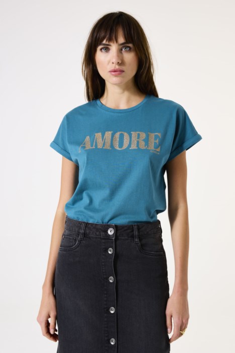 AMORE TEE -blue lagoon or anthracite