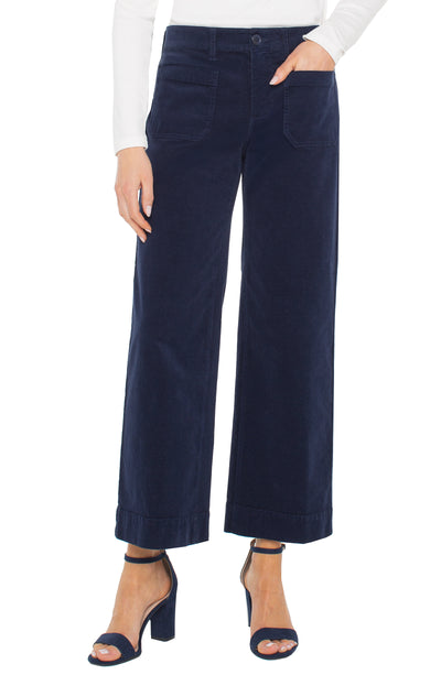 CURDOROY CROP WIDE LEG -arctic night