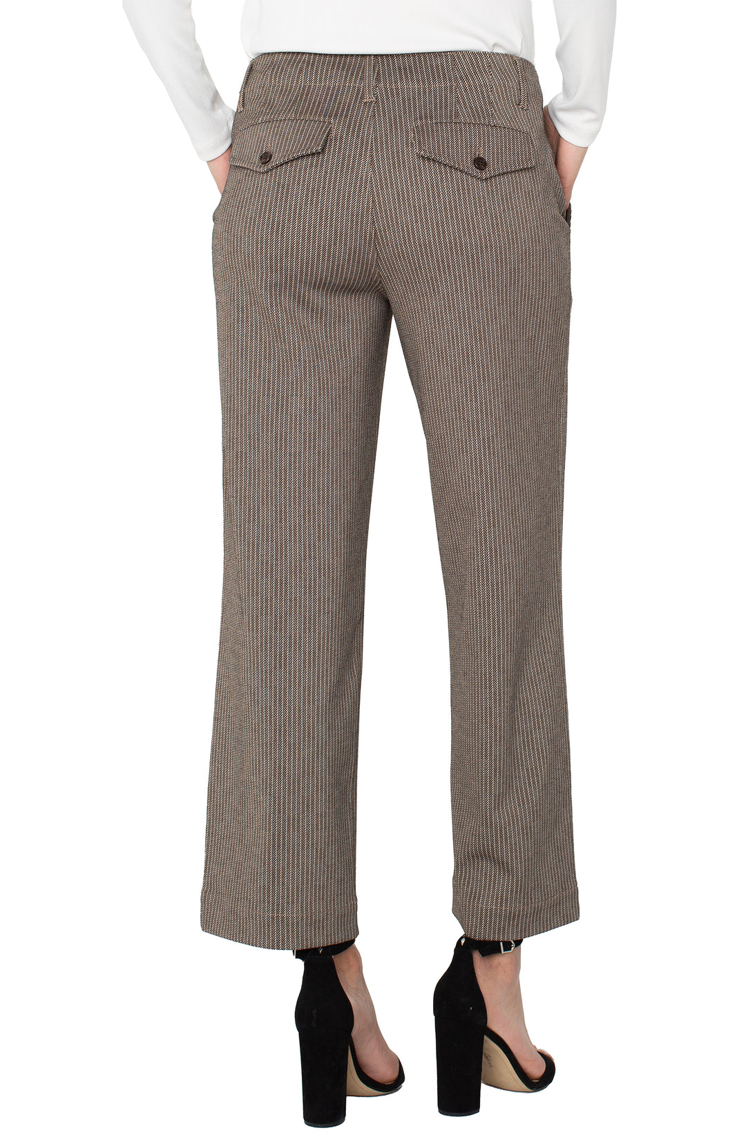 SAND STRIPE WIDE LEG CROP TROUSER-27"