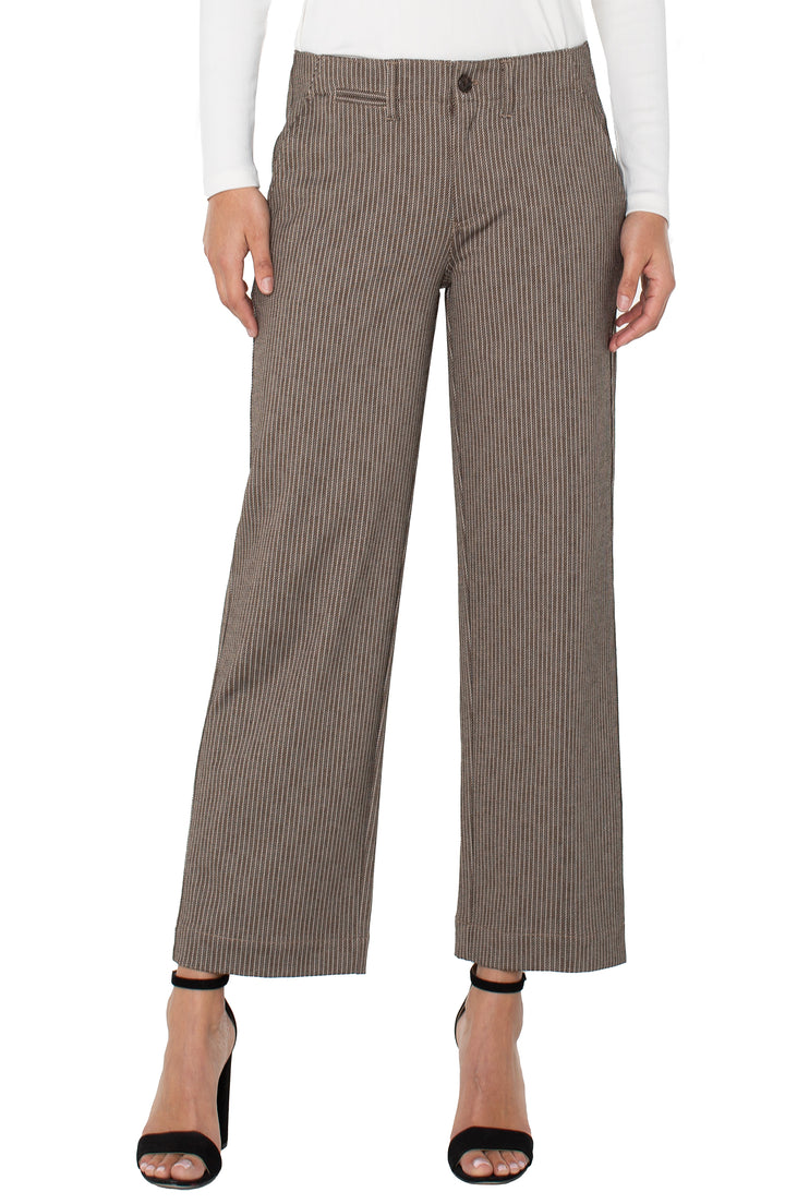 SAND STRIPE WIDE LEG CROP TROUSER-27"