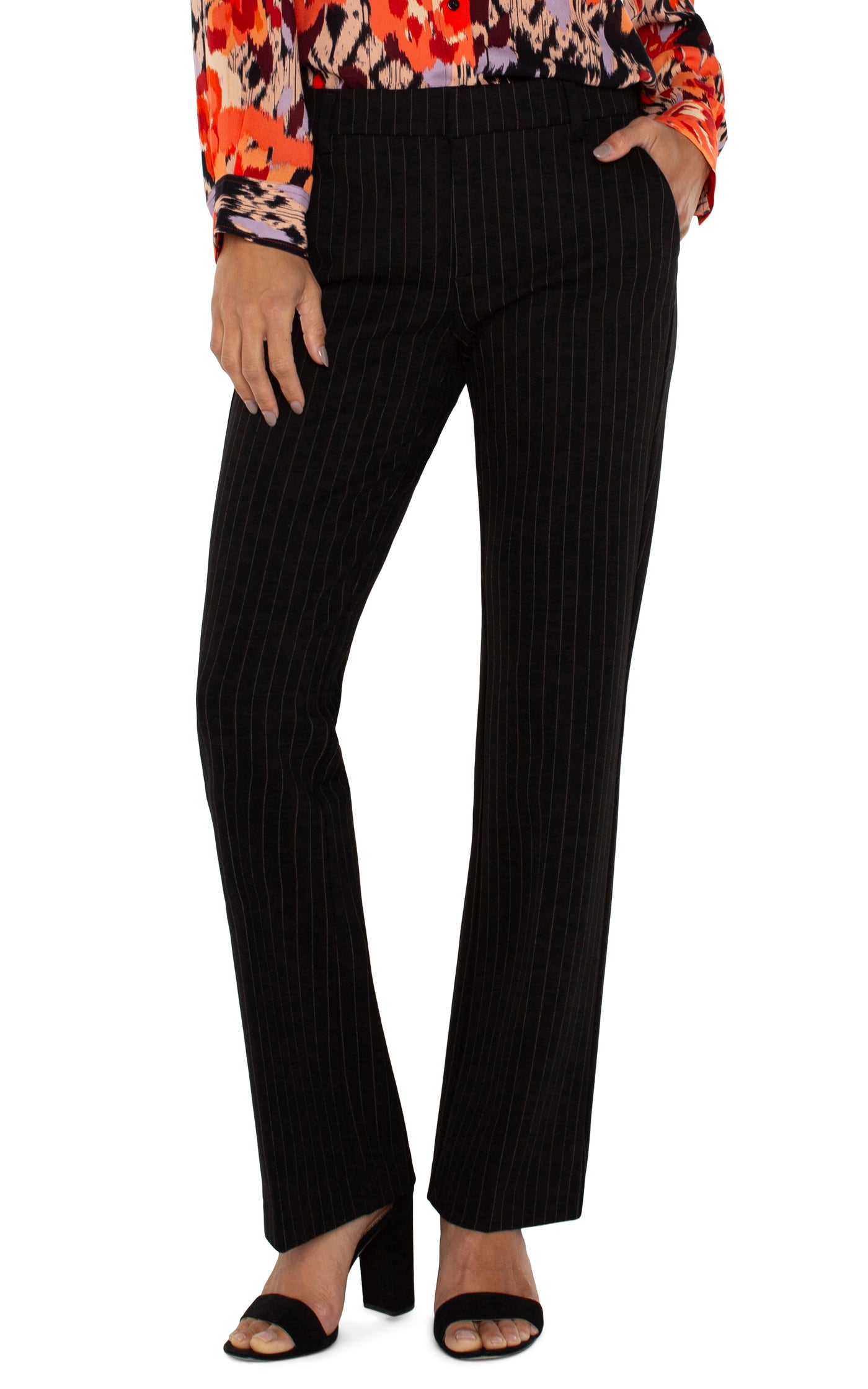 KELSEY FLARE KNIT TROUSER - pinstripe