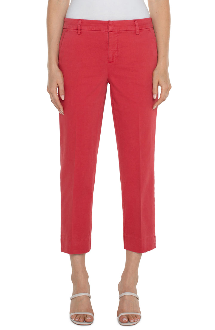KELSEY CROP TROUSER WITH SLIT- pink punch 26"