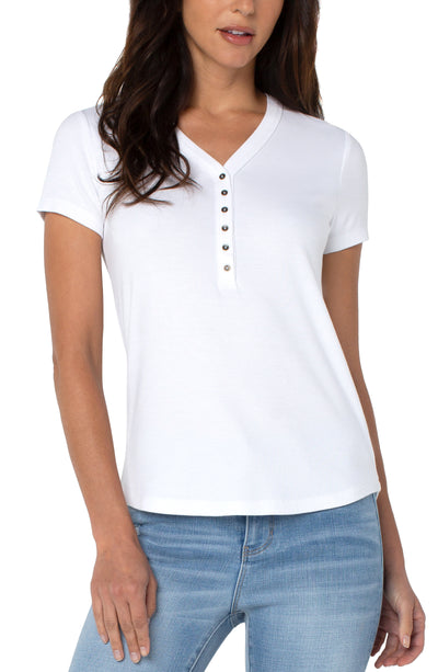 HENLEY TEE - white or catalina blue