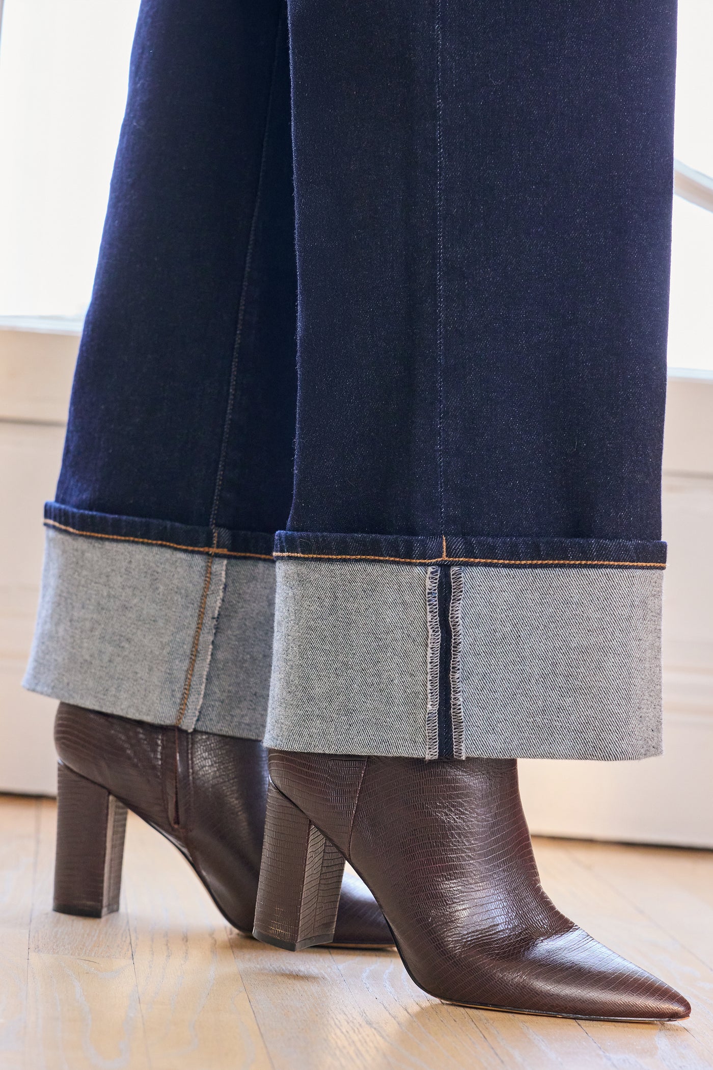 MORGAN CUFFED WIDE LEG - indigo rinse 30"