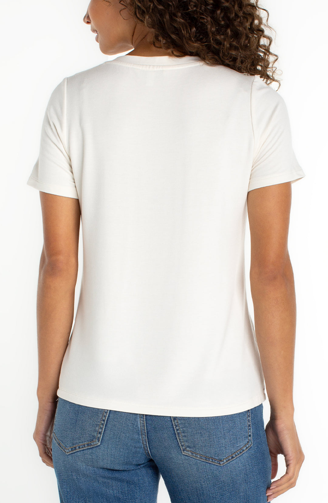 ABBY V-NECK TEE - french cream