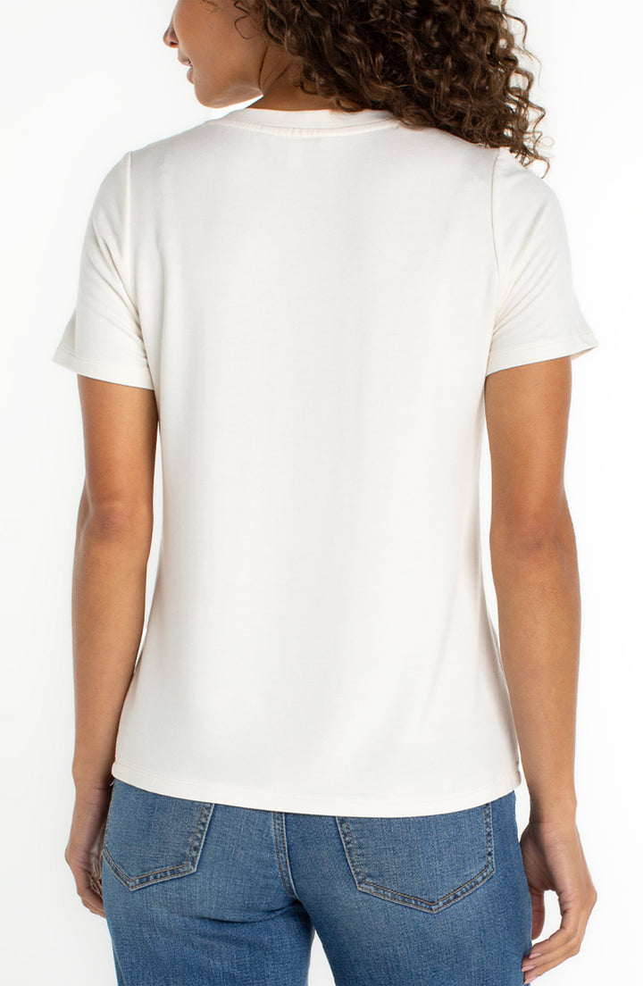 ABBY V-NECK TEE - french cream