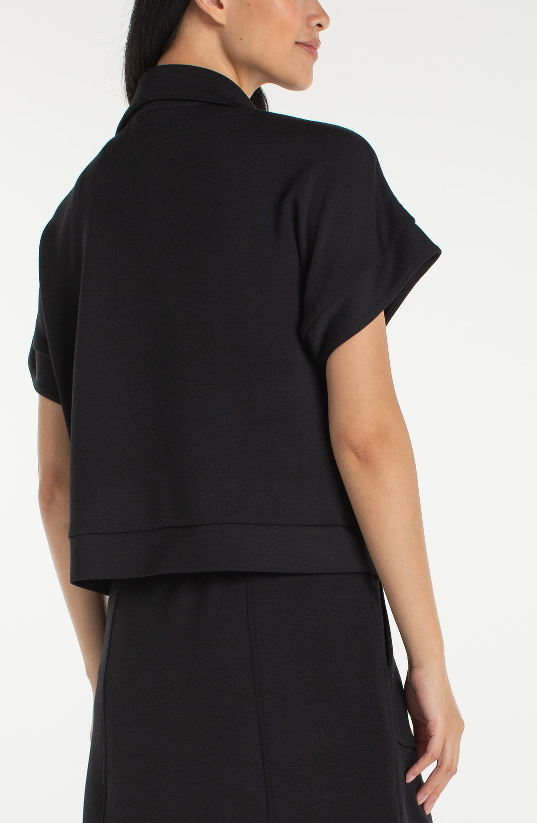 HALF ZIP POPOVER TOP - black or sunset coral