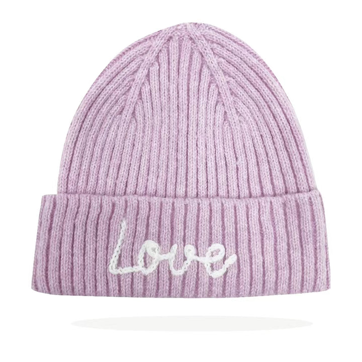 LOVE BEANIE -pastel pink, dark grey or light grey