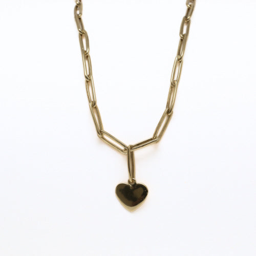 PAPERCLIP HEART DROP NECKLACE - gold or silver